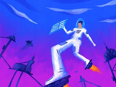 Change maker - Blog illustration adobe illustrator change character flying futuristic graphic design growth illustration illustrator man rise technology visual design