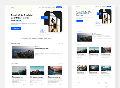 TREK Travel Blog | Landing Page 3d animation branding design figma graphic design interface logo motion graphics ui uidesign uiux ux uxdesign uxui web webdesign website websitedesign