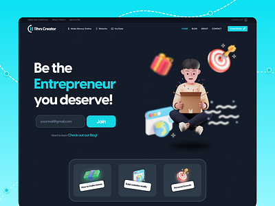 Blogger landing page design blue home page landing page minimal ui