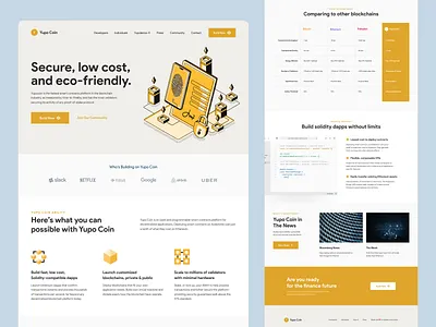 Yupo Coin - Decentralized Crypto Coin bank blockchain clean coin crypto cryptocurrency decentralized design elegant finance illustration inspiration landing page light minimal minimalist simple trading web design website