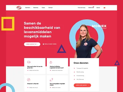 Bakker Logistiek colorfull flat grid header hero red shapes simple web web design