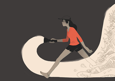 Focusing on the past editorial illustration girl illustration light past torch