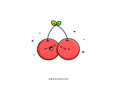 Cherry 🍒 affinity designer character design cherries cherry couple cute flat design food illustration food puns fruit graphic illustration illustrator kawaii love procreate stickers summer surface pattern valentine