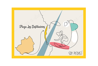 'Playa Los Destiladeros' Postcard design illustration vector