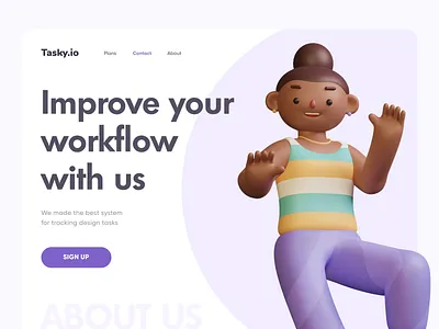 TASKY - Simple Tasktracking web app 3d branding design flumberg illustration landing promo ui ux web website