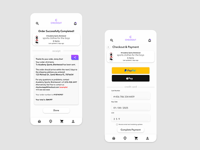 Checkout App - Screens 9,10 adobexd app app concept app design buy ecom ecommerce groceries mobile online pay purchase shopping shopping online store uiux ux