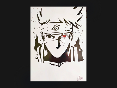 Kakashi Ink Art anime character drawing illustration ink sketch