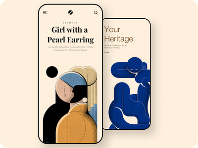 Illustration Museum app showcase ui beautidul branding clean dark design famous illustration logo minimal museum new old portrait ui ux vector vintage white