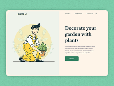 Header & Hero Exploration 2021 clean designer green header hero illustration landing page minimalist natural plant plants popular product simple trending typography uiux web design website