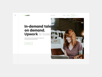 Upwork — new design. Main Page animation design minimal ui ux web