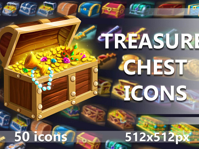 Treasure and Chest Icons 2d 2d asset 2d assets 2d game assets 2d items chest game assets icon icon pack icons icons pack indie game items medieval icons rpg rpg 2d rpg icon rpg icons treasure treasure chest