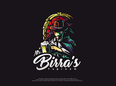 mr. birra's taproom logo 3d animation beer branding brewery character design graphic design icon illustration illustrator logo mafia man motion graphics taproom top hat ui ux vector