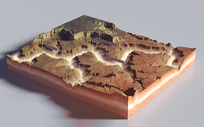 Colorado Fog flow River II - 3D Map Render 3d map blender fog generator map mist render