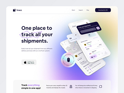 Tracc Landing Page clean delivery fireart fireart studio gradient landing light service shipment ui ux