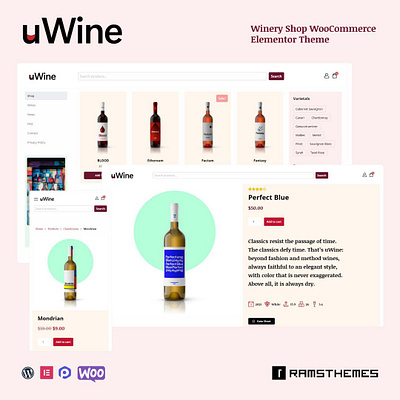 UWINE - Winery Store WooCommerce Theme 🍷 design ecommerce graphic design minimalistic shop templates wine winery woocommerce wordpress design wordpress theme