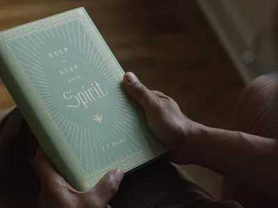 Keep in Step with the Spirit border christian church design dove fluid foil gold illustration light wave