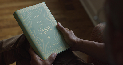 Keep in Step with the Spirit border christian church design dove fluid foil gold illustration light wave