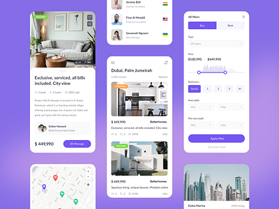 Real estate app apartment app clean design filter ios location map marketplace minimalistic property property page real estate realtor rent app ui users ux