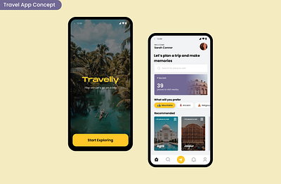 Travelly - Travel App UI Design app app concept app d app ui app ui design design minimal minimal app ui ux