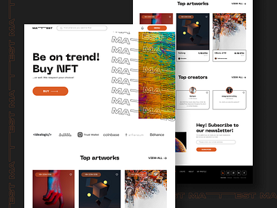 Matttest - NFT marketplace from future. art branding crypto gallery landing page logo marketplace nft products profile website