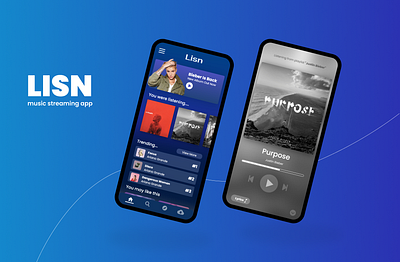 Lisn - Music App UI app app concept app ui app ui design minimal music app streaming app ui ui ui design