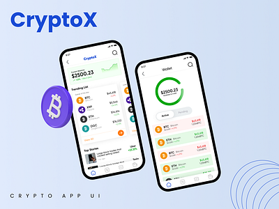 CryptoX - Crypto Trading App UI app app concept app d app ui app ui design crypto app ui crypto trading app crypto ui logo minimal ui