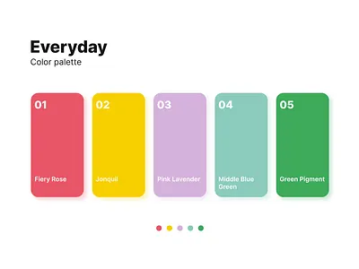 Everyday color palette blue branding color palette colors design graphic design green logo minimalist palette red yellow