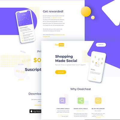 Dealcheat android application branding deals design find deals home page illustration ios labor day logo mobile purple react native typography ui ux vector website yellow