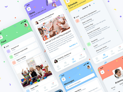 Childcare App Design app design app ui branding childcare design colorful app daycare app kids kindergarden design ui app ui art ui design