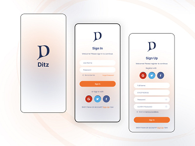 Ditz- Fitness App Onboarding app design best onboarding case study cool app fitness app fitness club gym app log in minimal app mobile app mobile screen onboarding register sign in sign up ui design ux ux design website workout app