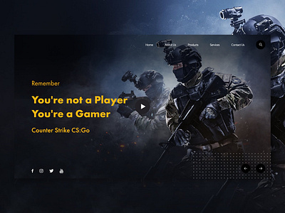 Game Streaming Landing Page counter strike cs go gamer ui gaming ui graphic design ism ismhosen landing page pubg sports uiux