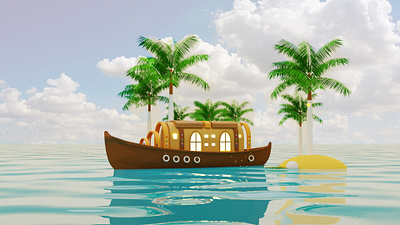 kettuvallam 3d 3d art 3d artist 3dart blender3d boat design graphic design house boat illustration india logo lowpoly3d photoshop uidesign