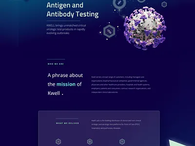 Kwell Labs Website branding coronavirus covid covid 19 design home page how it works illustration laboratories logo medical mobile product test typography ui ux vector virus test website