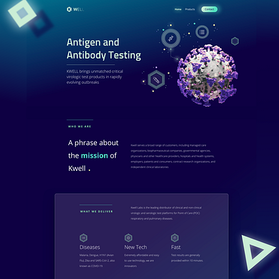 Kwell Labs Website branding coronavirus covid covid 19 design home page how it works illustration laboratories logo medical mobile product test typography ui ux vector virus test website