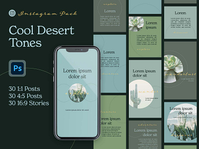 Social Media Template - Cool Desert Tones branding branding design branding template create daily posts design design template instagram instagram template marketing marketing design marketing template minimal photoshop posts social media social media design social media pack social media template template
