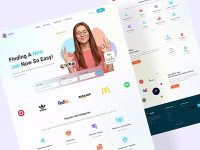 Job Agency Landing Page agency branding design graphic design hero illustration job landingpage logo trendy ui uiux ux web design webdesign