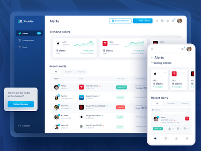 Xtrades Alert Dashboard by Clint Kadera product design ui ux