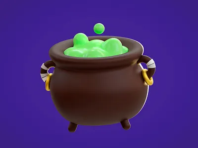 Game Icon Challenge: 02 Cauldron 3d blender cauldron creative cute icon illustration inspiration stylized