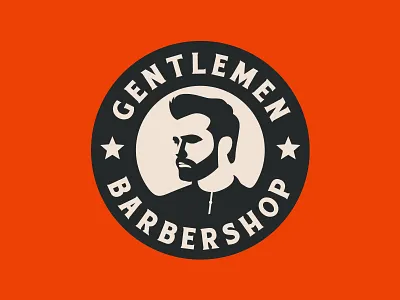 Gentlemen Barbershop badge badge design badge logo barber logo barbershop beard branding gentlemen identity illustration logo logo mark logotype mark men sketch typography vintage vintage logo