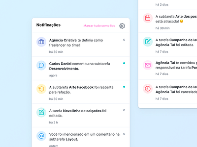 Just a few notifications icons light notifications project management ui