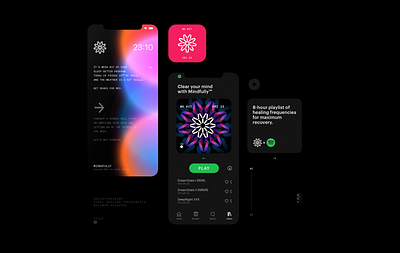 MINDFULLY Branding art black branding concept conceptual dark darkness design digital geometry graphic design lightness logo mindfully sound ui uxdesign