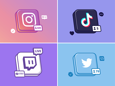 Social media🌐📱👍🏻 cute icon illustration instagram logo networks social media design social media icons social media logo technology tiktok twitter vector arts youtube