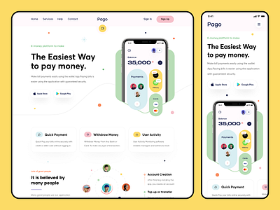Pago Web Header agency banking bankingapp clean design finance homepage interface landing page minimal mobile apps mobileui orix project sajon uidesign uiux ux ui design web web design website