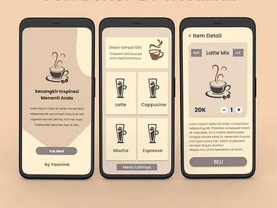 Coffe Shop Simply branding cafe coffe shop e commerce flutter mobile app ui