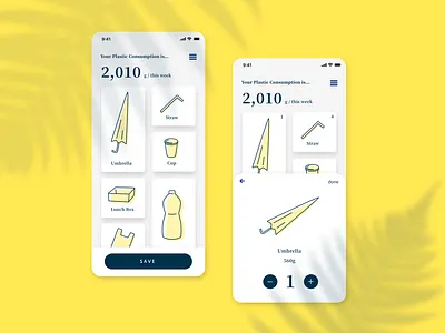 Plastic Consumption Calculator app calculator cali design environment graphic design ios japan plastic sketch tokyo ui waste