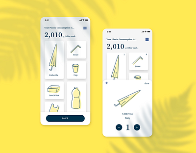 Plastic Consumption Calculator app calculator cali design environment graphic design ios japan plastic sketch tokyo ui waste