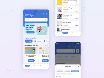 E-Learning App Design app design app ui branding design e learning education illustration learning logo mobile mobile app mobile app design online class study typography ui ui design ux ux design vector