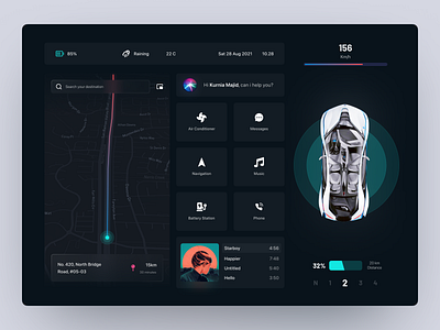 Moobil - Car Dashboard Interface bmw car car dashboard car navigation clean ui dashboard design freelance freelancer map navigation popular ui uiux user experience user interface