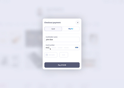 Modal payment checkout - Daily UI 2 (Credit Card Checkout) checkout clean creditcard daily minimal modal payment popup purple ui web