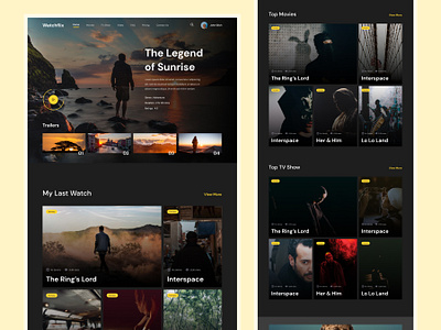 Watchflix Film Website channel film homepage landing landing page movie stream streaming tv ui design uiux video web design website